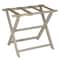 Homeroots HomeRoots 383087 Earth Friendly Taupe Folding Luggage Rack with Dark Tan Straps 383087 - alternate 1